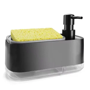 2 in 1 Dish Soap Dispenser Sponge Holder Kitchen Sink Caddy Dishwashing Liquid Hand Soap Pump Dispenser Sink Organizer