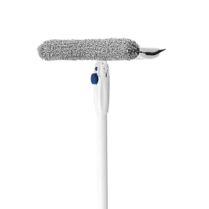 2 in 1 Double Sided Window Cleaner Telescope Window Shower Cleaning Squeegee with Microfiber Cleaner Sponge Plastic Handle