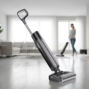 2-in-1 Electric Wet/Dry Vacuum Cleaner Self-Cleaning HEPA Filter LED Display Voice Assistant Edge Cleaning Steam Floor Hotel