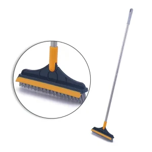 2 in 1 Floor Brush Adjustable Cleaning Brush Bathroom Floor Crevice Cleaning Brush with Squeegee