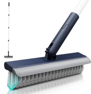 2 in 1 Floor Scrubber Crevice Cleaning Brush Long TPR Scrape Hard Bristle Magic Scrape Customizable Telescopic Pole