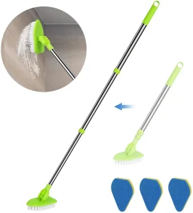 2 in 1 Multifunctional Floor Cleaning Brush Tile Scrubber Brush with Extendable Long Lightweight Rustproof Pole