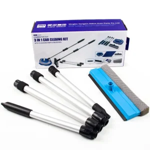 2 in 1 Telescopic Window Squeegee Sponge for Scrubbing and Wiper for Streak Free Drying on Car and Shower Glass