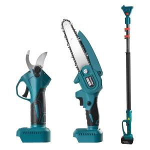 2 in 1 Tool Set 21V Cordless High Branch Pruning Shear and Mini Chainsaw Kit with Adjustable Telescopic Pole