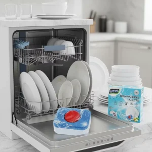 20g Eco Friendly Lemon Fragrance Dishwasher Detergent Tablets 30 Count Solid Dishwashing Cleaner