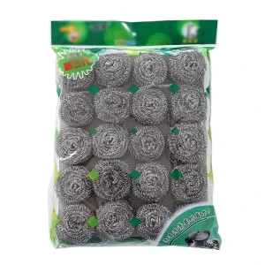 20pcs 8g Stainless Steel Wool Steel Soap Pad Kitchen Sponge Scrubber with Foam for Kitchen Cleaning