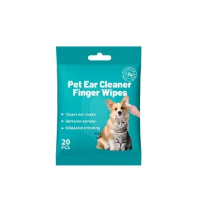 20pcs Jar Pet Ear Finger Wipes Green Tea Scent Ear Mite Cleaning Finger Sleeve Deodorizing Wipes for Dog Cat OEM