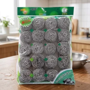 20pcs Stainless Steel Scourer Sponge Heavy Duty Kitchen Cleaning Sponge Pot Stainless Steel Wool Scourer Pot Sponge Scourer