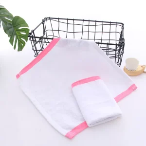 21S 100% Cotton White Square Towel With Colorful Edge Absorbent Color Coded Cleaning Rag for Kitchen Home Housekeeping