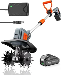 21V Cordless Electric Tiller Cultivator Lithium-Ion Battery Powered Mini Garden Tiller Lightweight OEM Manganese Steel Blades