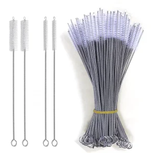 230mm Stainless Steel Straw Brush for Bamboo Straw Cleaners silicone Straw Cleaning Brush Custom Coconut Straw