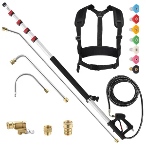 24 FT Power Washer Telescoping Extension Wand Telescopic Spray Wand Gutter Cleaner Attachment Kit