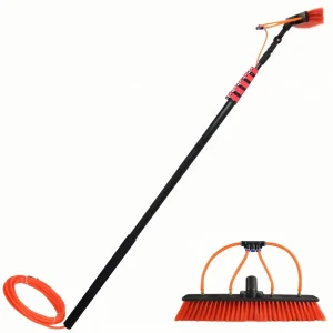 24FT Water Fed Extension Pole with Brush for Window Washing Cleaning with 7.2 Meters Telescopic