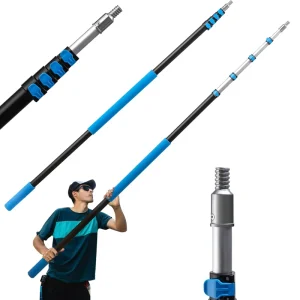 24ft Heavy Duty Aluminum Telescopic Extension Pole Professional High Reach Multi Purpose Tool for Window Cleaning and Painting