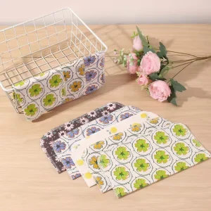 25 reusable cotton paperless kitchen towels washable for kitchen and bathroom use (flower pattern)