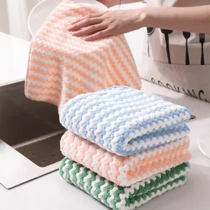 25X25cm Microfiber Pineapple Checker Coral Velvet Towel for Kitchen Cleaning Kitchen Dish Cloths