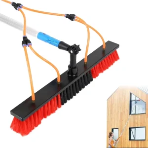 25ft Telescopic Water Fed Pole Brush Outdoor Solar Panel Window Cleaning High Reach Extendable Roof Handheld