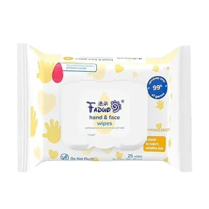 25pcs Eco-Friendly Customized Biodegradable Hand and Face Soft Cleansing Baby Wipes