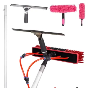 26 60 FT Telescopic Aluminum Solar Panel Cleaning Kit Household Window Cleaning System Plastic Telescopic Cleaning Tools