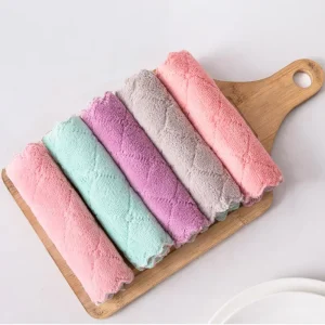 27*16cm Microfiber Towel Absorbent Kitchen Cleaning Cloth Non Stick Oil Dish Towel Rags Napkins Tableware Household Cleaning Tow