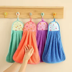 28*38cm Microfiber Antimicrobial Quick Dry Kitchen Wall Hanging Hand Towel for Kitchen Cleaning Daily Necessity