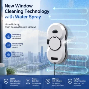 2800Pa Ultra Thin Smart Routes Planning Double Sided Automatic Window Cleaning Robot Glass Cleaner