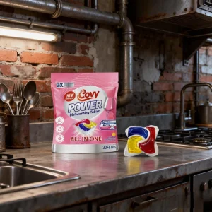 2X Power Dishwasher Tablets All in One Dishwashing Detergent Pacs Lemon Fragrance Removes Dried on Stains 30 Plus 6 Pacs
