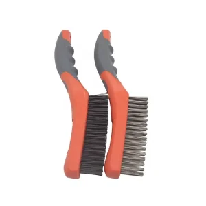 2pcs Wire Brushes Sets with Curved Rubber Handle for Cleaning Rust Corrosion Dirt Paint Scrubbing Deep Detailing Cleaning