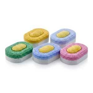 3 Color All in One Dishwasher Tablets With Powerball Core Concentrated Enzyme Dishwashing Tabs Heavy Grease Removal Phosphate
