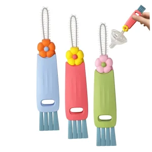 3-in-1 Multifunctional Bottle Cup Lid Gap Groove Brush Baby Milk Bottles Cleaner Slotted Groove Brushes