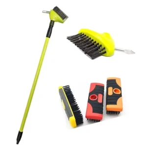 3-in-1 Telescopic DIY Industrial Patio Weed Brush Set Steel Wire Bristle Long Handle Weed Moss Remover Garden Driveway Block