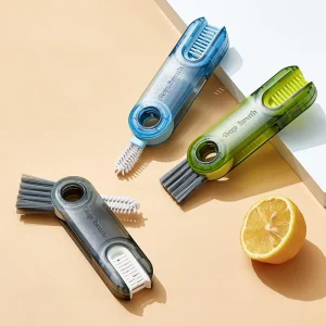 3 in 1 Tiny Cleaning Brush Cup Lid Cleaner Brushes Mini Multi Functional Crevice for Cleaning Baby Bottles
