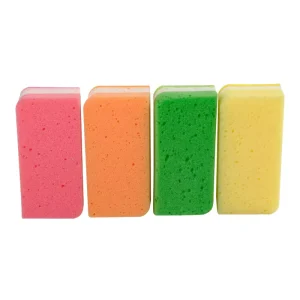 3-layer Durable Strong Eco Friendly Kitchen Cleaning PU Sponge Soft Porous Foam Scouring Pad Stocked 250%-500% Water Absorption