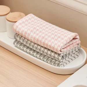 30*30cm Quick Dry Coral Fleece Dish Cloth Checkered Home Kitchen Cleaning Towel for Dish Washing Nonwoven Technics