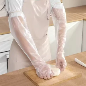 30 Pack CPE Thickened Food Grade Household Gloves Long Cuffs Disposable for Kitchen Dishwashing and Laundry