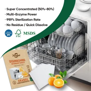 30 Sheets Compact Space Saving Non toxic Powerful Cleaning Formula Dishwasher Detergent Cleaning Sheet