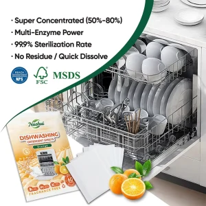 30 Sheets Fresh Scent Professional Dish Washing Tablets Zero Waste Non toxic Highly Concentrated Biodegradable Dishwashing Sheet