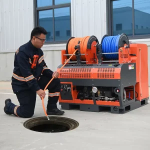 300bar 40lpm High Pressure Water Jet Sewer Cleaning Machine with 12V Electric Hose Reel for Municipal Pipeline Cleaning