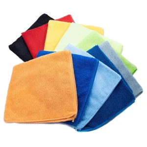 300gsm Microfiber Warp Knitted Eco Friendly Cleaning Towel Custom Color Soft Absorbent Square Lint Free for Car & Kitchen Use