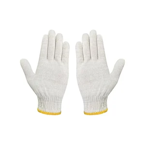 30g Pair Cotton Work Gloves 10 Gauge Elastic Cuff Anti Slip Durable Protective Safety Gloves White for Household Use
