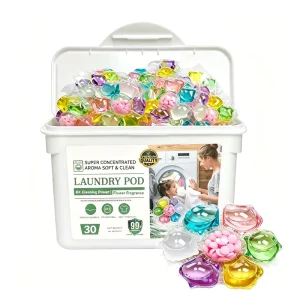 30pcs Capsules Detergent Laundry Beads Detergent Soap Scent Nature Laundry Detergent Pods 7 in 1 Washing Pods