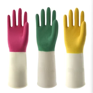 31cm 80g Two Tone Durable Rubber Household Gloves Waterproof Thickened Eco Friendly Latex Medium Reusable for Gardening