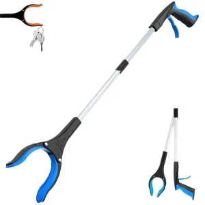 32 Inch Lightweight Aluminum Telescopic Cleaning Tool 360° Rotating Garbage Picker Gripper Elderly Friendly Grabbing Tool