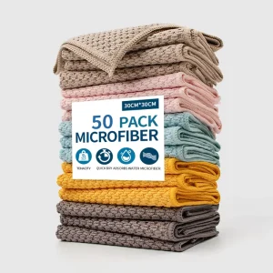 320GSM 30x30cm Microfiber Cleaning Cloth Super Absorbent Lint Free Towel Rag for Kitchen Car Detailing Custom Logo