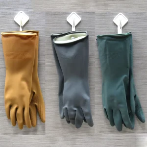 33 cm Household Duties Housework Chores Brown Grey Dark Green Rubber Latex Long Hanging Gloves With Hanging Ring Suspension Loop