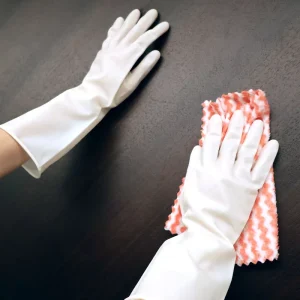 33cm Medium Durable Anti Allergic Chemical Resistant Reusable Waterproof Nitrile Kitchen Gloves Long Sleeves Latex Free