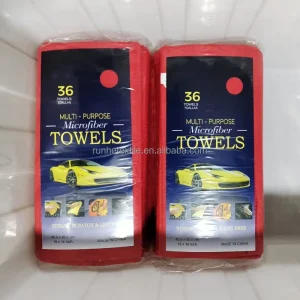 36 Pack 300GSM 40*40CM Microfiber Cleaning Cloths Absorption Reusable Car Cleaning Towels Car Wash Towels Custom Logo