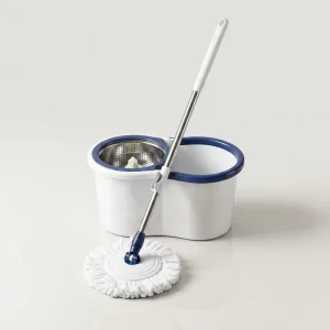 360 Swivel Mop Bucket Set with Steel Basket Mop Heads Dual Drive Eco Friendly High Capacity Cleaning Tools