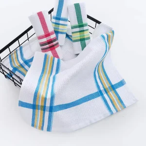 38*64 cm 55 Gram piece Check 21s 2 Stock Ready Cotton Terry Tea Waffle Woven Cloth Cleaning Kitchen Dish Towels