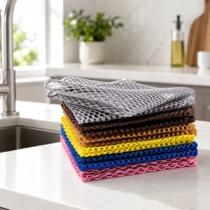 3D Mesh Microfiber Dish Cloth Non Scratch Kitchen Rag Easy to Clean Reusable Washing Towel